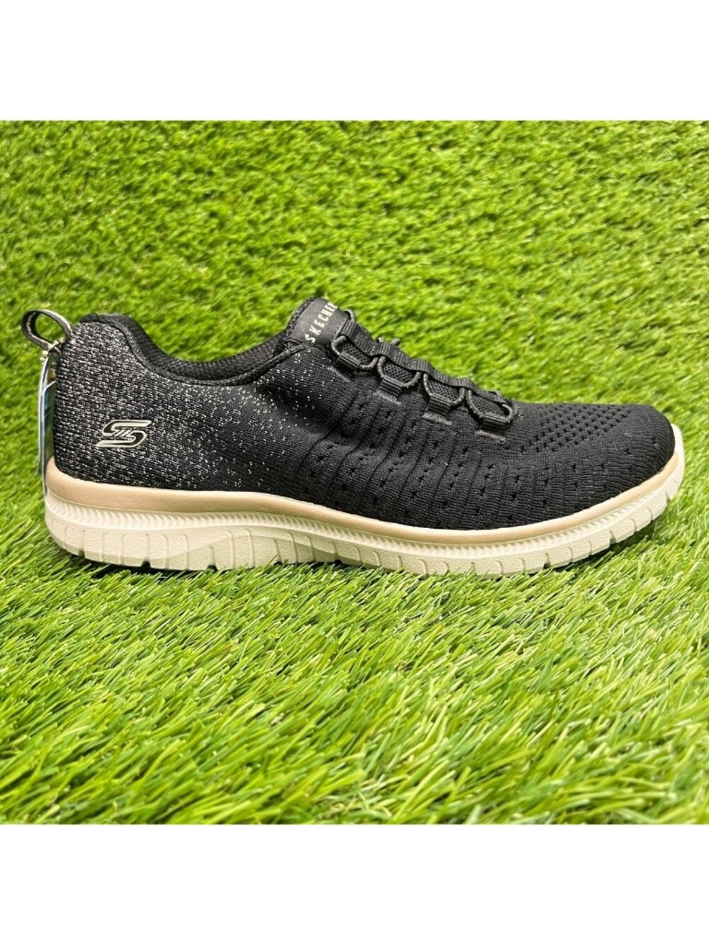 Skechers Virtue Lucent Womens Size 6.5 Black Athletic Slip On Shoes Sneakers